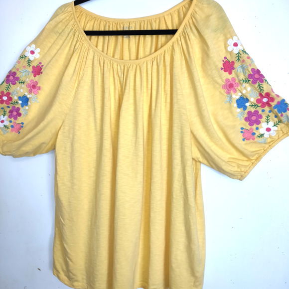 Talbots Yellow Embroidered Tunic Top Women's Plus Sz 3X Bohemian Festival Boho - Picture 4 of 14